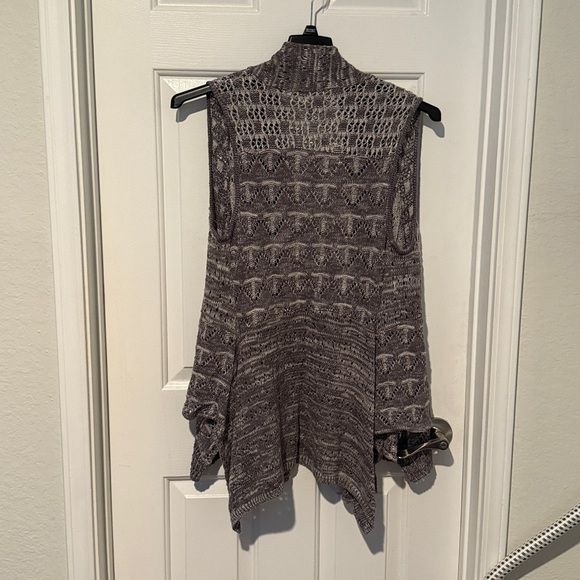 Anthropologie Moth Open Front Sleeveless Crochet Cardigan Grayish Taupe Sz XS/S - Picture 5 of 6